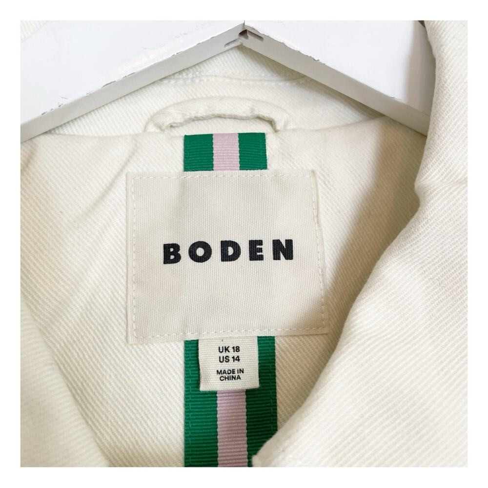 Boden Embroidered Tonal Floral Bomber Jacket Cotton Twill NWOT Sz 14 - Picture 10 of 12